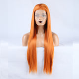 Vibrant orange straight lace wig for stylish daily wear / Long Front Lace Wig / Chemical Fiber Wig / Natural Hairline Wig / 13x2.5 Lace Wig