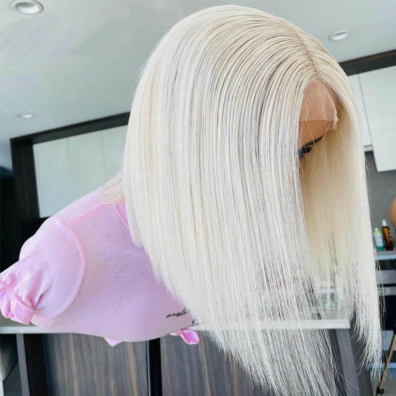 Soft and sleek short straight lace wig for trendy looks / Chemical Fiber Wig / Natural Hairline Wig / Women’s Front Lace Wig / Straight Synthetic Wig / Short Hair Wig