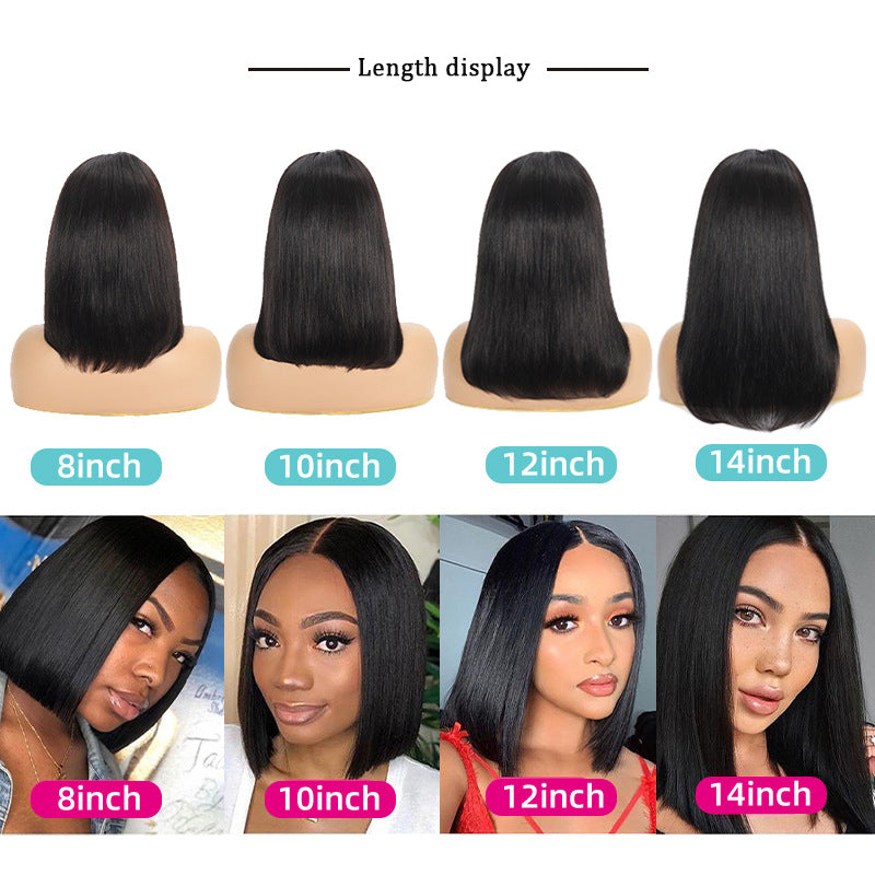 Elegant Straight Human Hair Wig for Women/ Straight Human Hair Wig / Rront Lace Bob Wig / Real Human Hair Wig / Headband Lace Wig / Short Straight Wig / Natural Hairline Wig / Classic Bob Wig / Human Hair Lace Wig / Sleek Bob Hairstyle