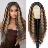 Natural-Looking Deep Wave Lace Wig Hairstyle / Long Curly Wig / Center Part Wig / Headband Lace Wig / European American Wig / Small Lace Curly Wig / Fashion Long Wig / Women’s Wavy Wig / Synthetic Lace Wig / Stylish Curly Hairpiece