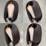 Elegant Middle Part Bob Wig for Daily Wear / Front Lace Bob Wig / High-Temp Silk Wig / Bob Wig for Black Women / Chemical Fiber Lace Wig