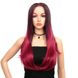 Mixed color front lace wig with long soft curls