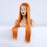Vibrant orange straight lace wig for stylish daily wear / Long Front Lace Wig / Chemical Fiber Wig / Natural Hairline Wig / 13x2.5 Lace Wig