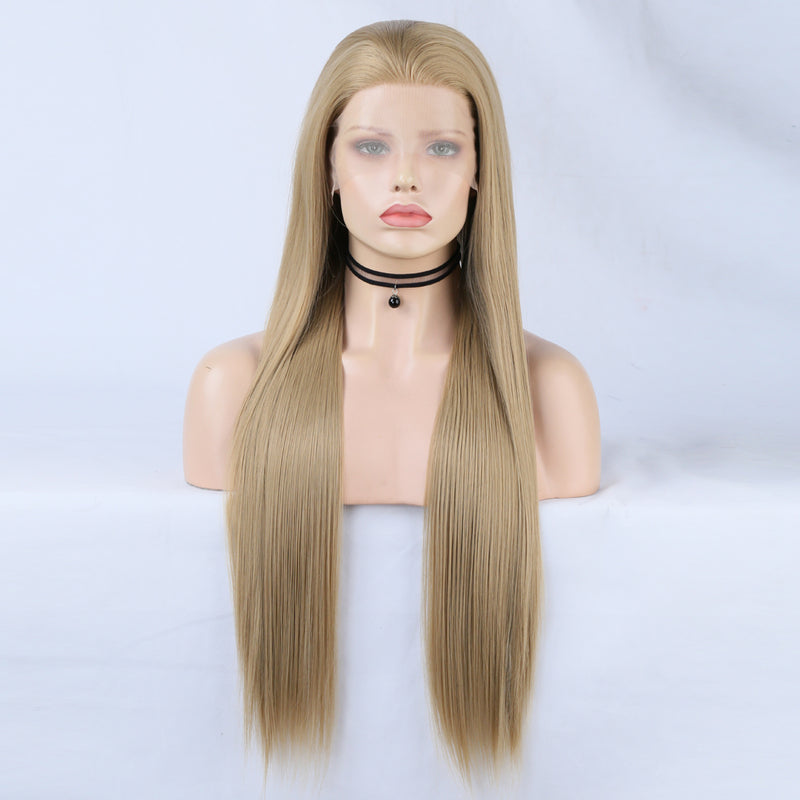 High-Quality Synthetic Ombre Lace Wig/  Straight Synthetic Wig / Middle Part Wig / Highlight Straight Wig / Linen Ombre Wig