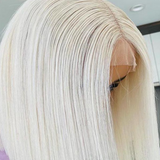 Soft and sleek short straight lace wig for trendy looks / Chemical Fiber Wig / Natural Hairline Wig / Women’s Front Lace Wig / Straight Synthetic Wig / Short Hair Wig