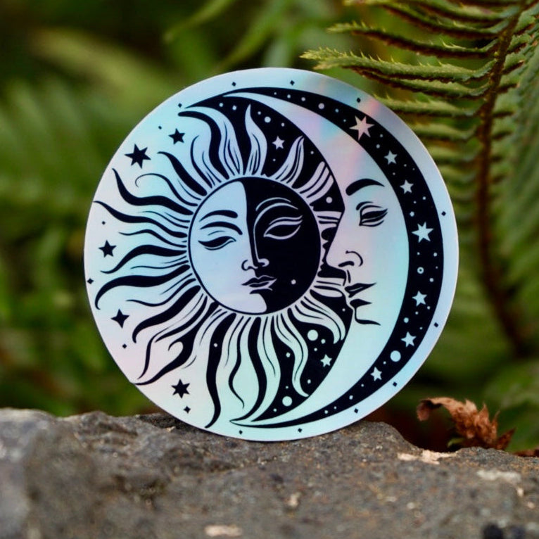 Durable Sun and Moon Holographic Sticker for Journals