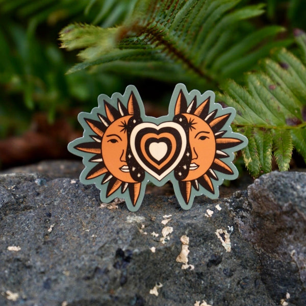 Radiating Sun and Love Sticker