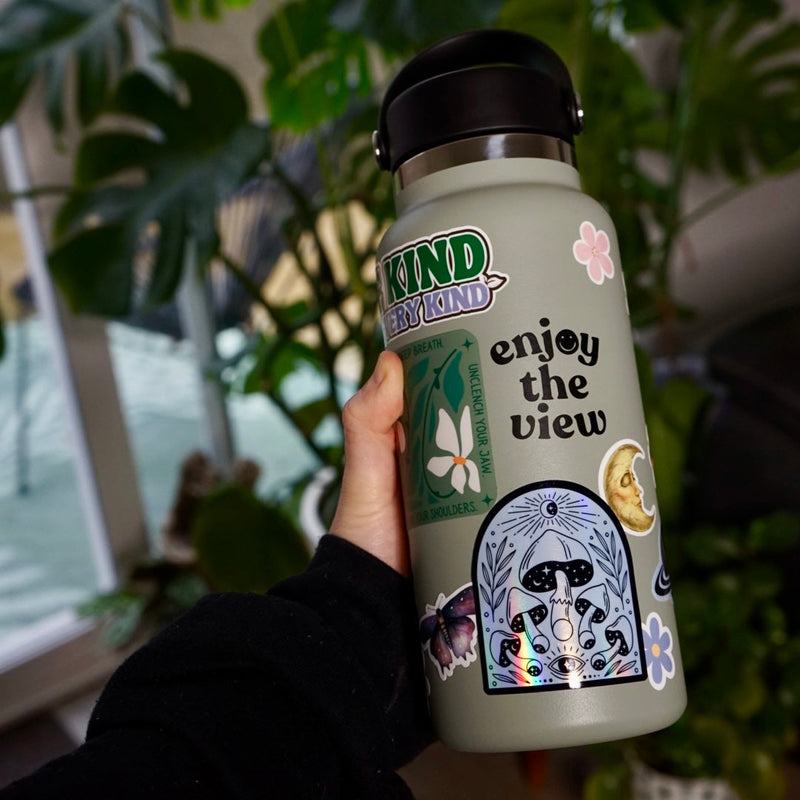 Durable holographic mushroom arch vinyl sticker