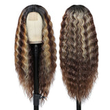 Natural-Looking Deep Wave Lace Wig Hairstyle/ Long Curly Wig / Center Part Wig / Headband Lace Wig / European American Wig / Small Lace Curly Wig / Fashion Long Wig / Women’s Wavy Wig / Synthetic Lace Wig / Stylish Curly Hairpiece