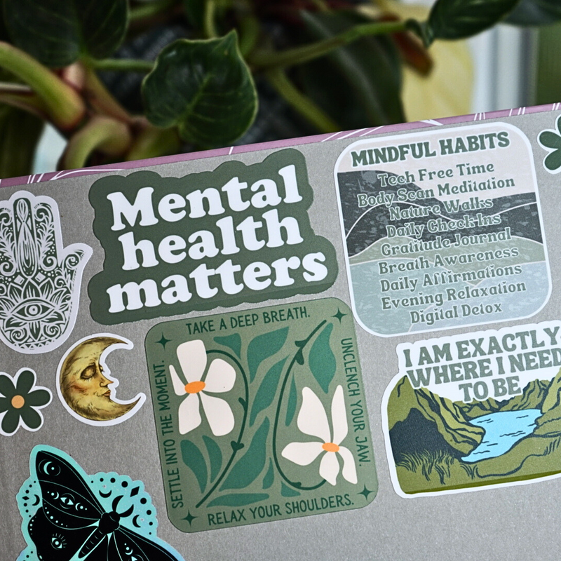 Motivational Mindful Habits Sticker to Support Self-Care
