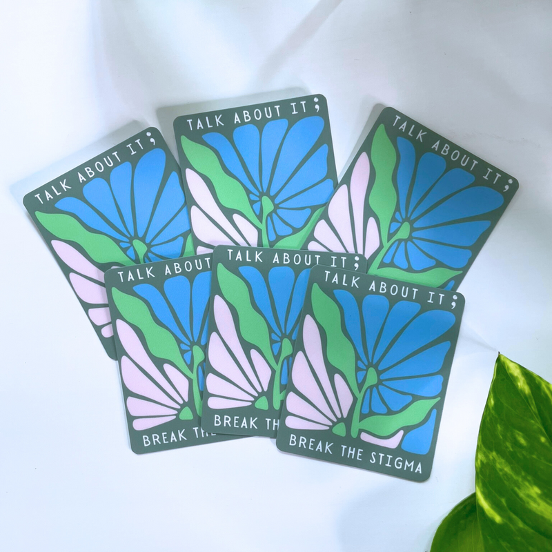 Talk about it break the stigma mental health sticker