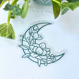 Celestial elegant floral moon sticker with flower detailing