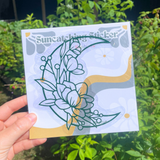 Celestial elegant floral moon sticker with flower detailing
