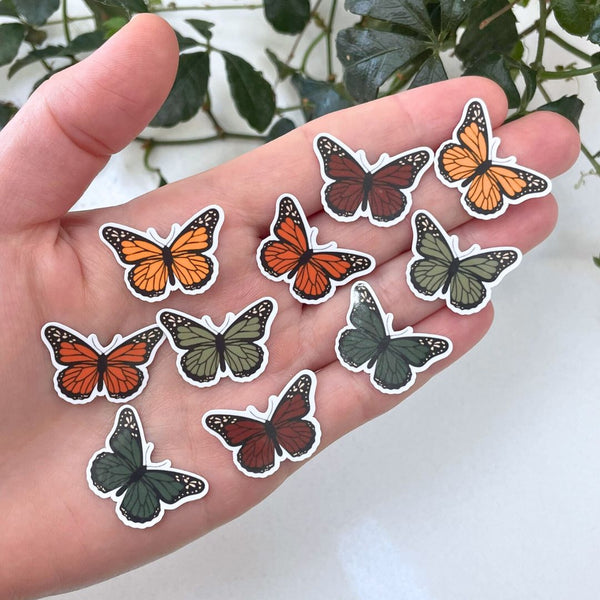 Decorative 10 mini autumn butterfly stickers set