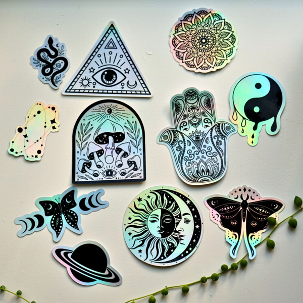 Creative Celestial Holographic Sticker Pack for Daily Use