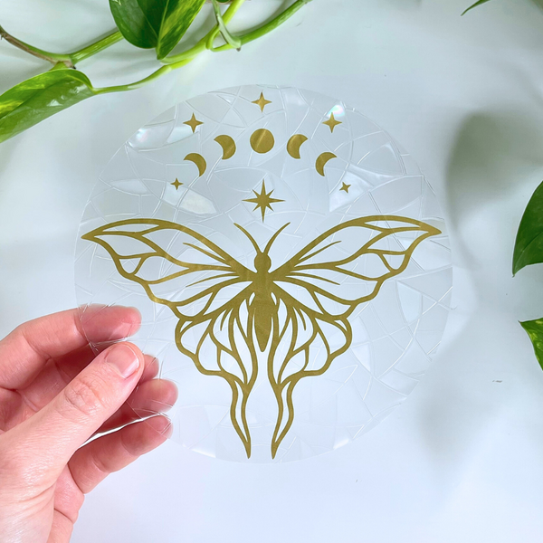 Nature-inspired Celestial Moth Suncatcher Sticker for gifts