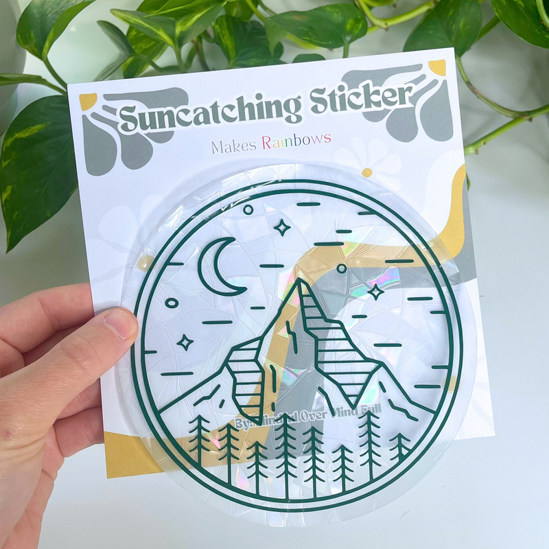 Mountain and Forest Suncatcher Sticker for windows