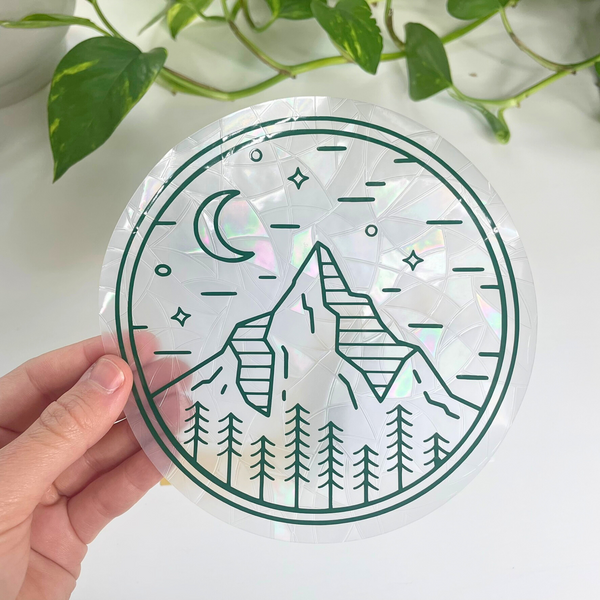 Mountain and Forest Suncatcher Sticker for windows