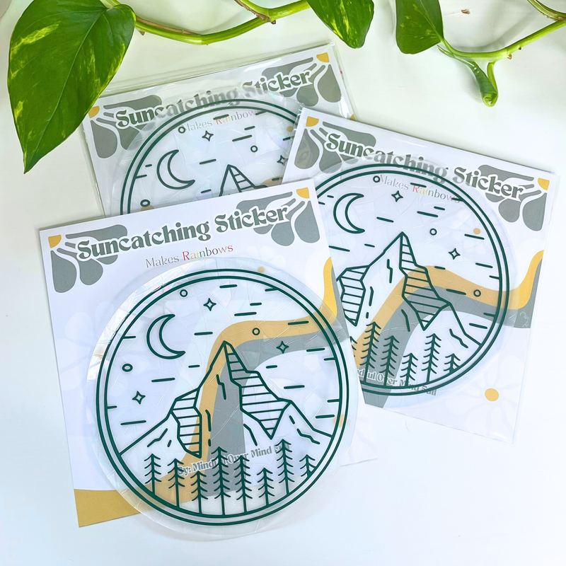 Mountain and Forest Suncatcher Sticker for windows
