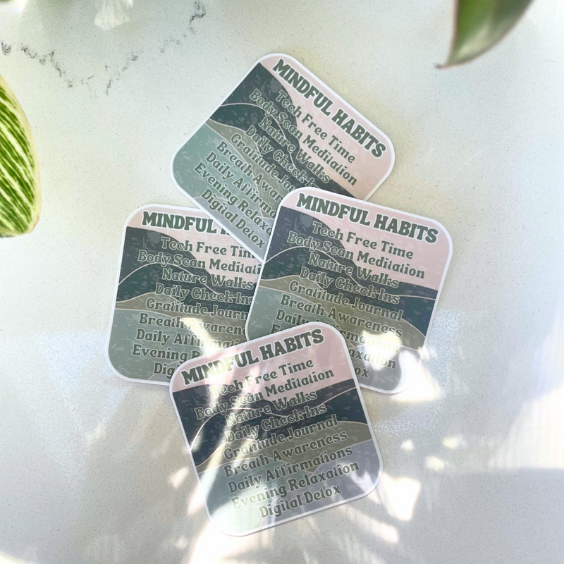 Motivational Mindful Habits Sticker to Support Self-Care