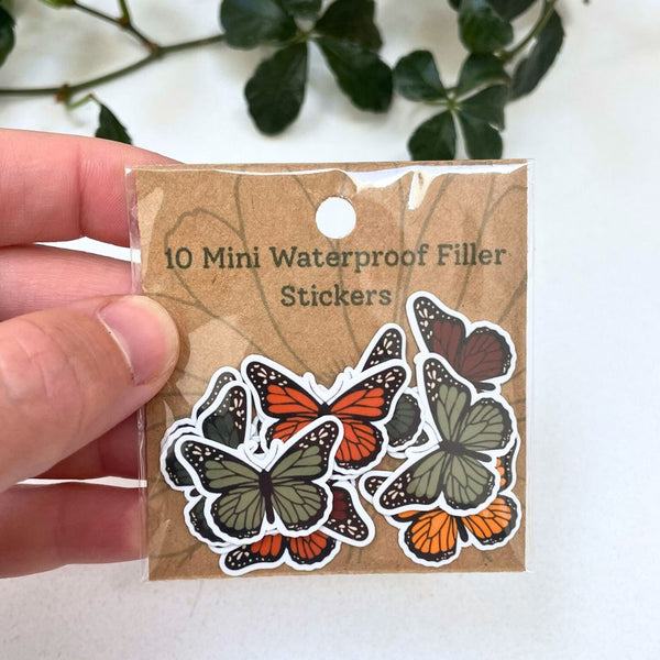 Decorative 10 mini autumn butterfly stickers set