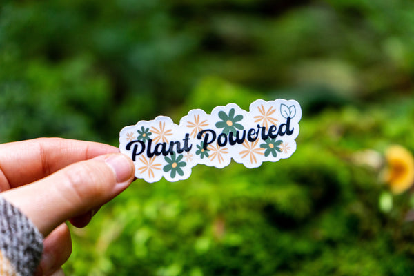 Plant Powered Vegan Sticker for laptops and water bottles