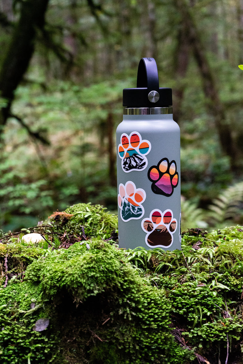 Mountain Sunset Paw Print Sticker