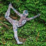 Yoga pose sticker with floral design