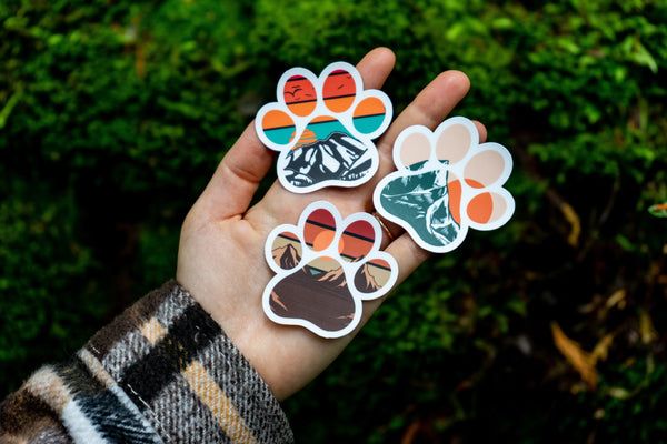 Mountain Sunset Paw Print Sticker