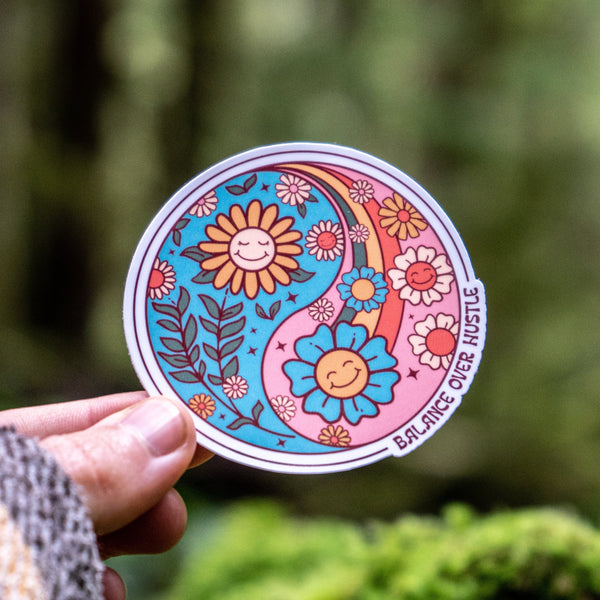 Balance Over Hustle Yin and Yang Sticker