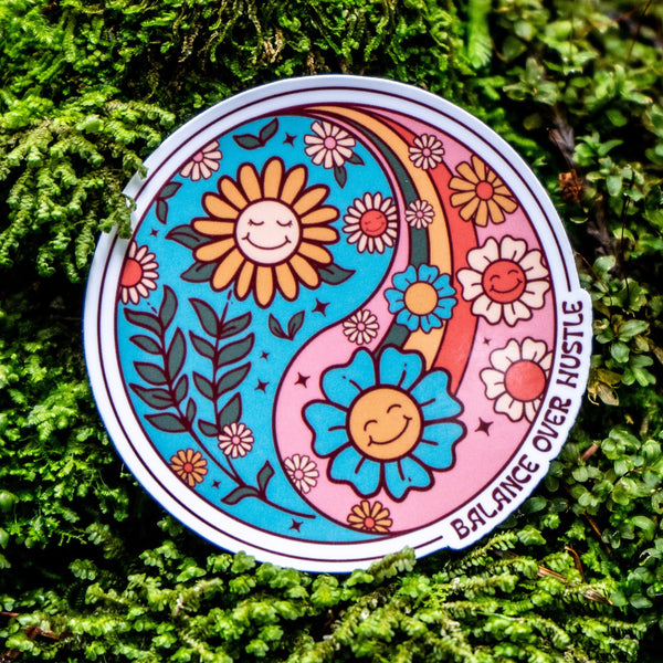 Balance Over Hustle Yin and Yang Sticker