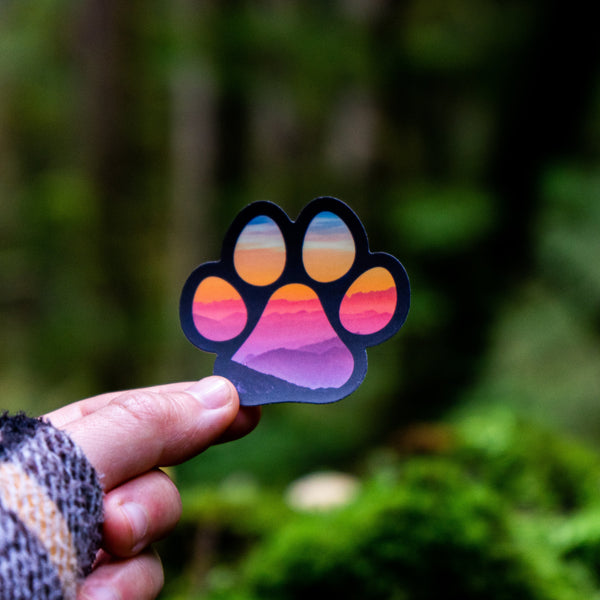 Inspirational Sunset Paw Print Sticker for daily use
