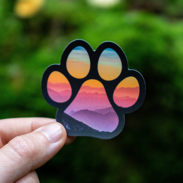 Inspirational Sunset Paw Print Sticker for daily use
