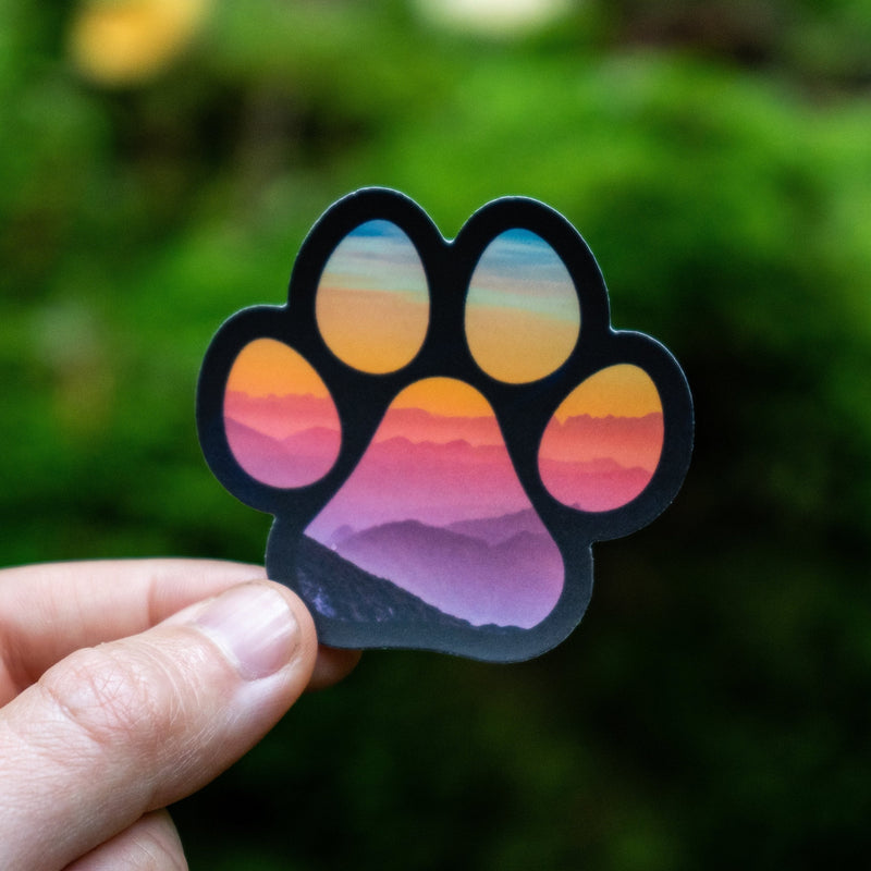 Inspirational Sunset Paw Print Sticker for daily use