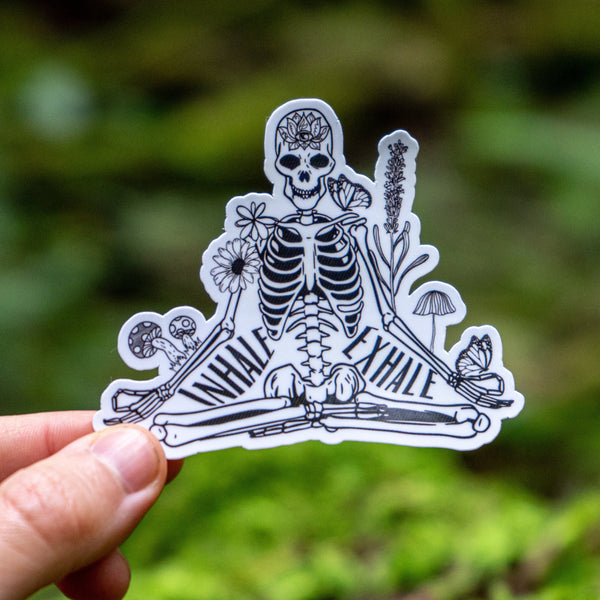 Motivational Meditating Skeleton Sticker for daily use