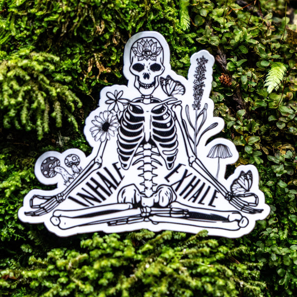 Motivational Meditating Skeleton Sticker for daily use