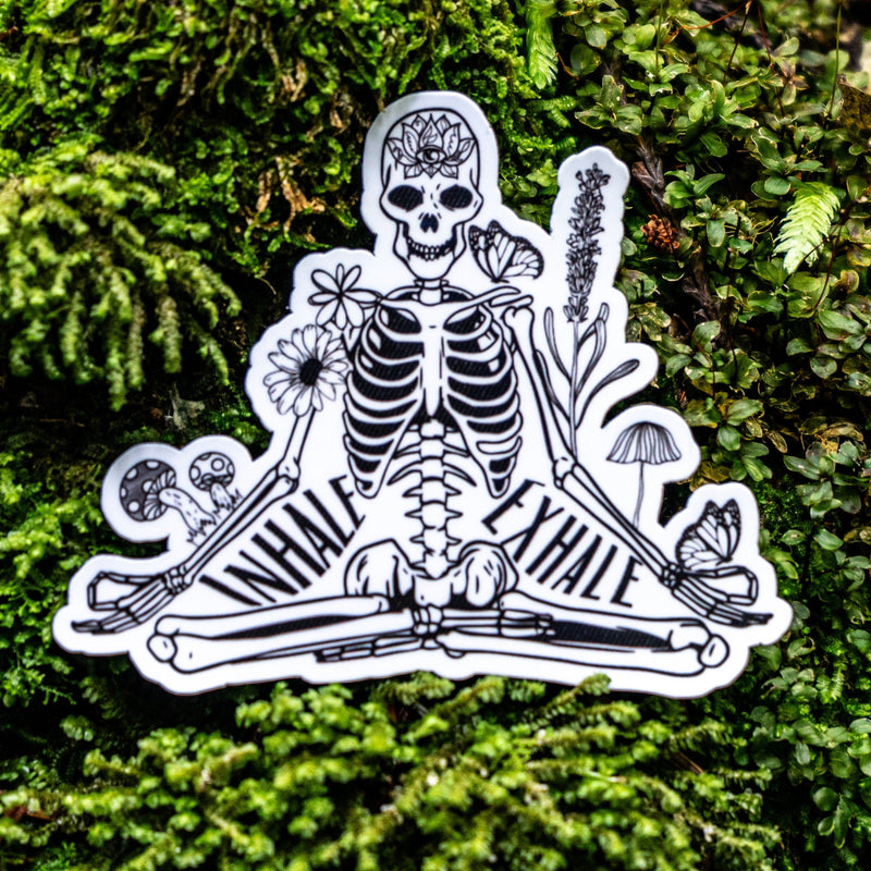 Motivational Meditating Skeleton Sticker for daily use