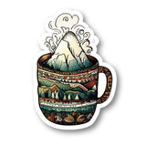 Scenic mountain coffee mug sticker