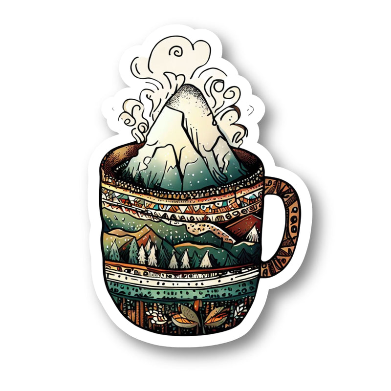 Scenic mountain coffee mug sticker