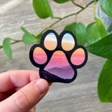 Inspirational Sunset Paw Print Sticker for daily use