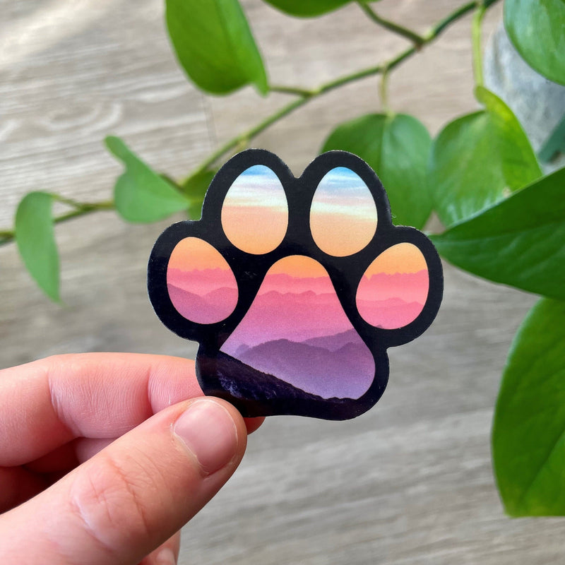 Inspirational Sunset Paw Print Sticker for daily use