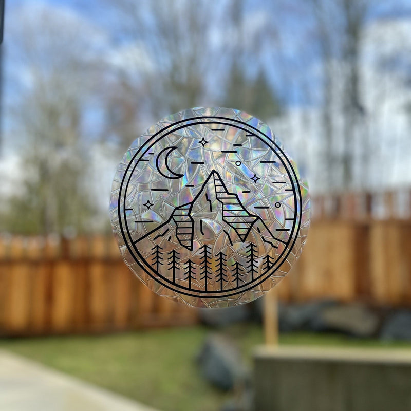 Mountain and Forest Suncatcher Sticker for windows